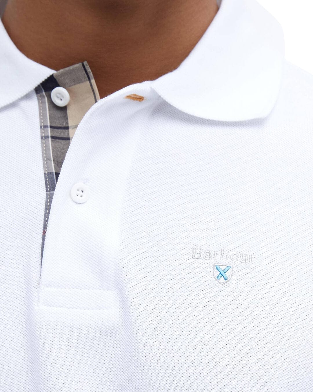 Barbour Polo Shirts Barbour White Tartan Pique Polo