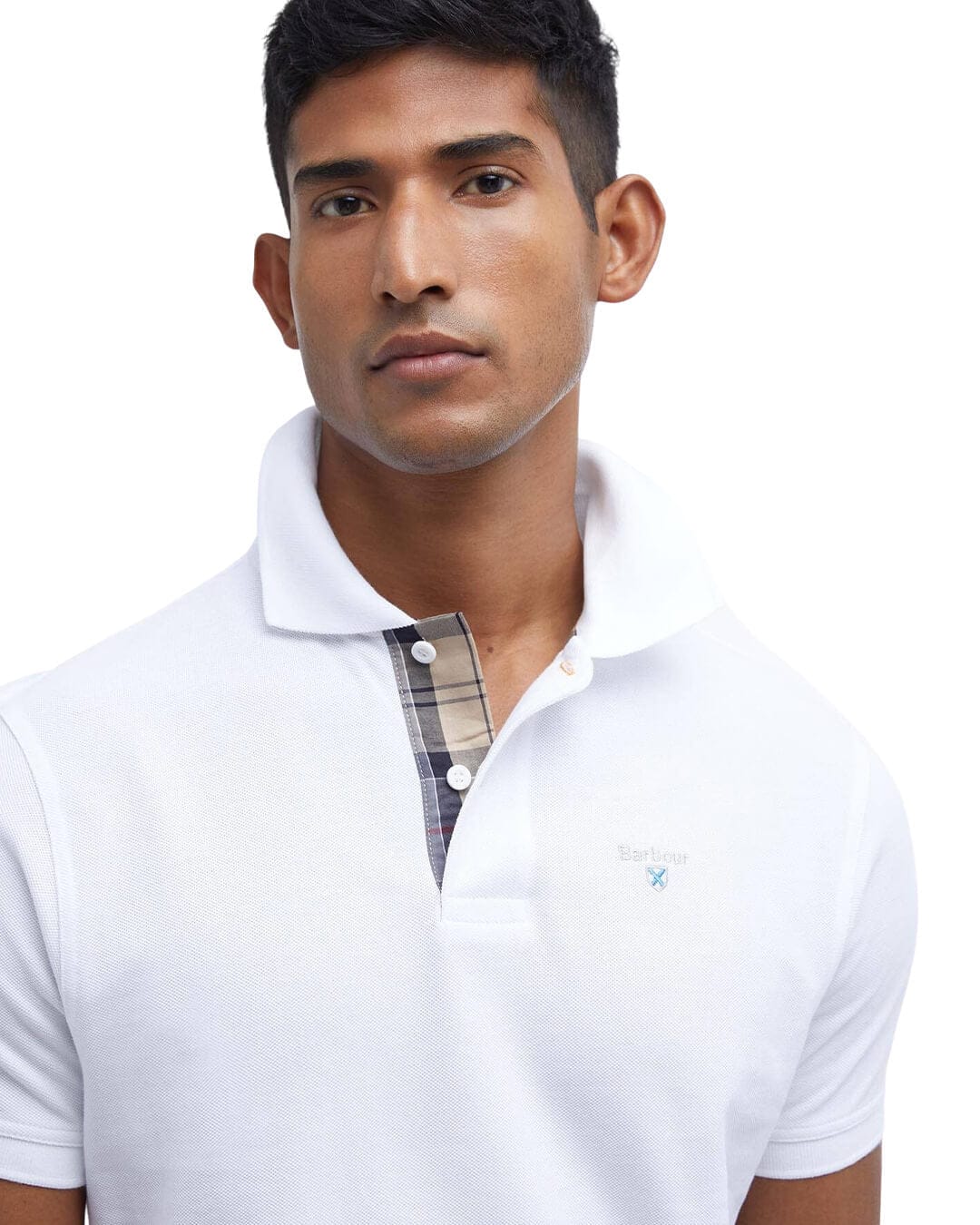 Barbour Polo Shirts Barbour White Tartan Pique Polo