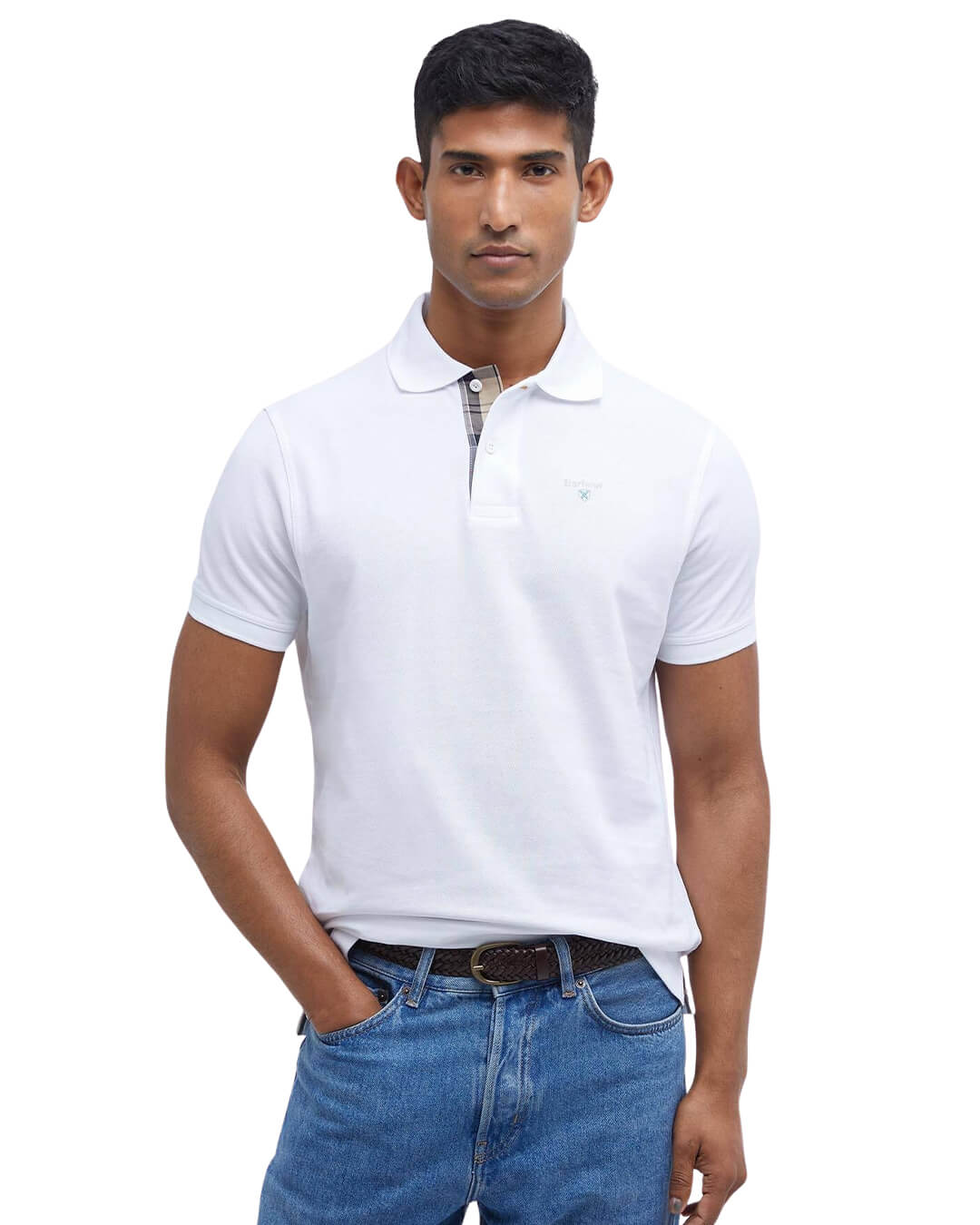 Barbour Polo Shirts Barbour White Tartan Pique Polo