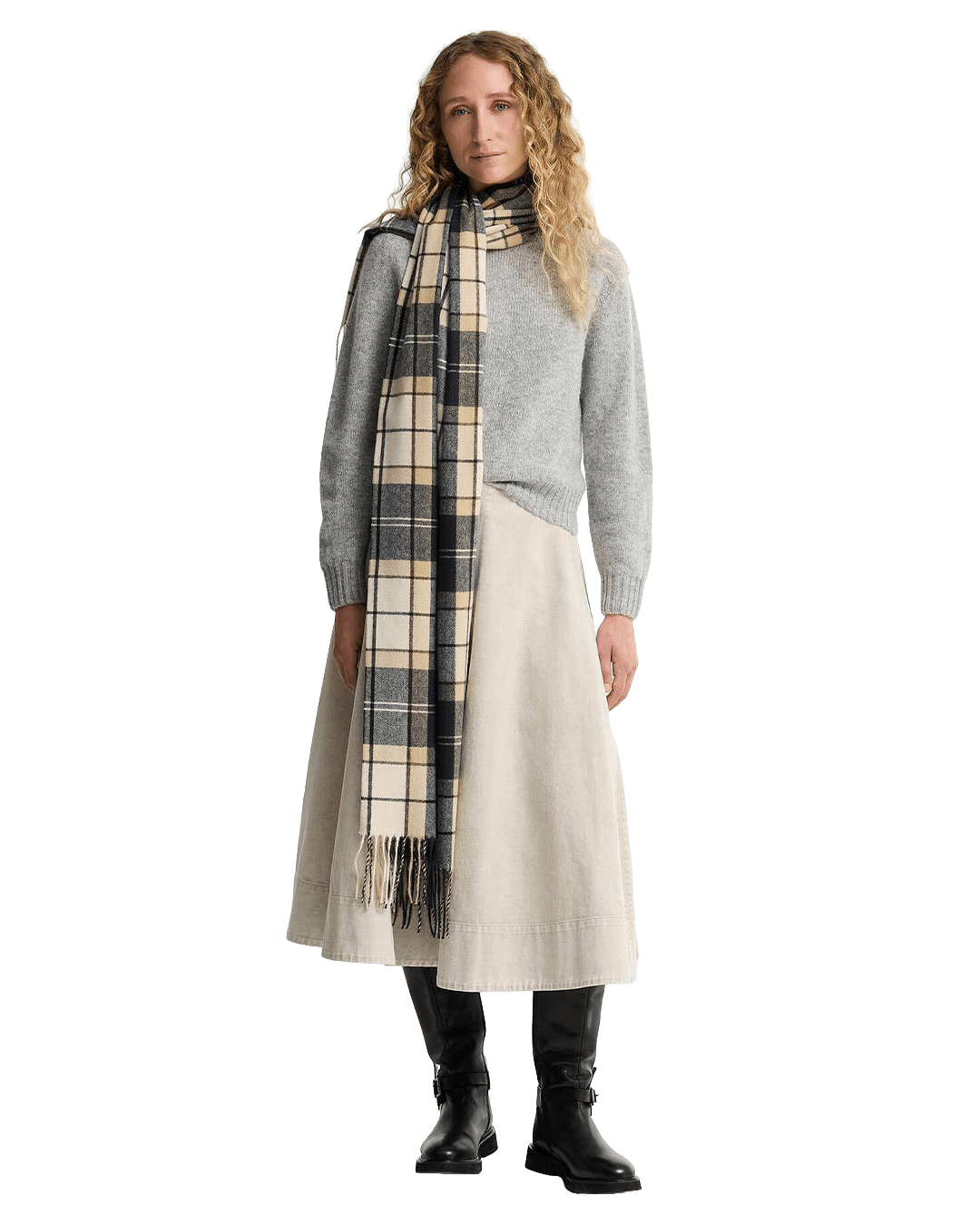 Barbour Scarves ONE Barbour Beige Stanway Dress Tartan Wrap