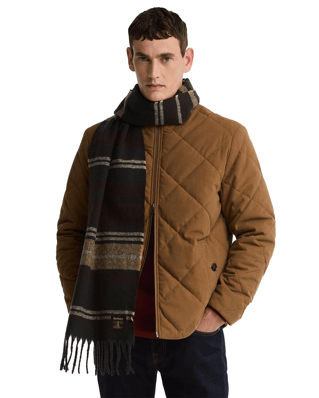 Barbour Scarves ONE Barbour Brown Alston Stripe Scarf