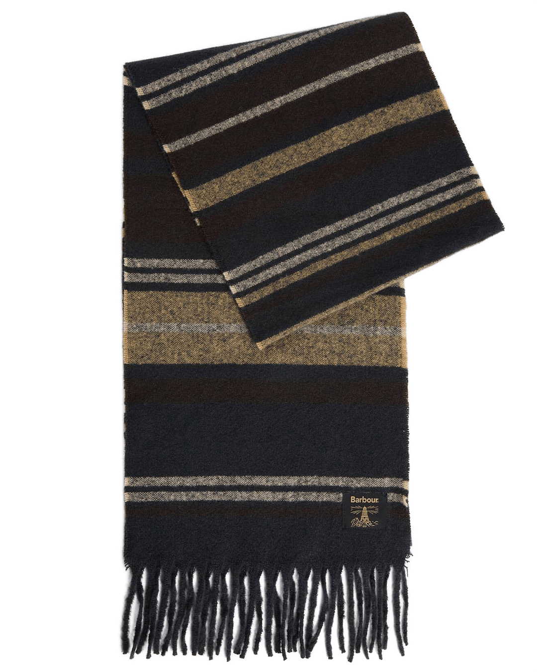 Barbour Scarves ONE Barbour Brown Alston Stripe Scarf