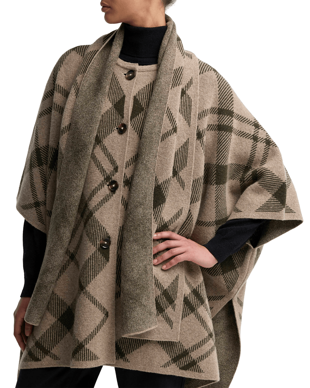 Barbour Scarves ONE Barbour Brown Vienna Knitted Cape