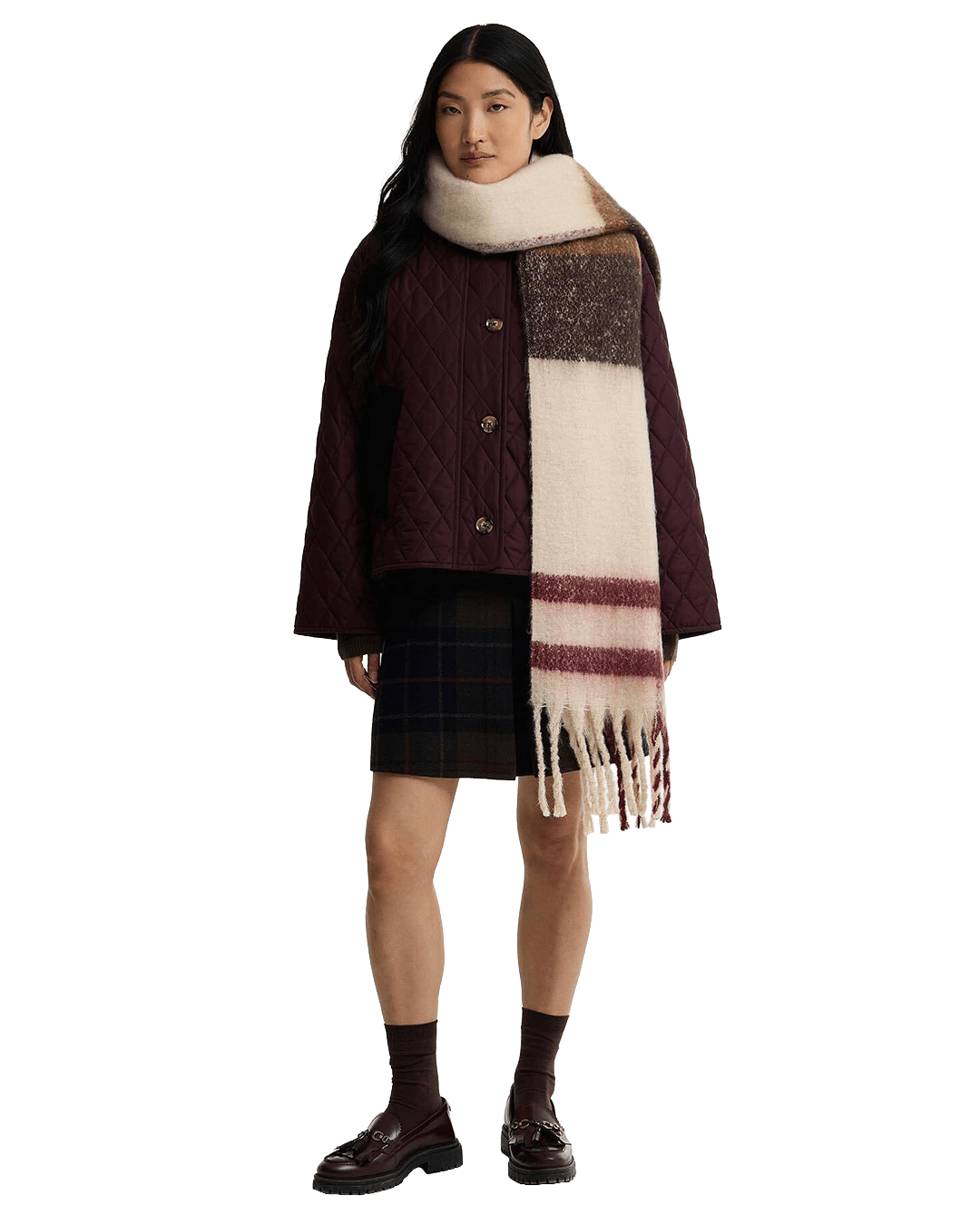 Barbour Scarves ONE Barbour Ecru Isla Tartan Boucle Scarf