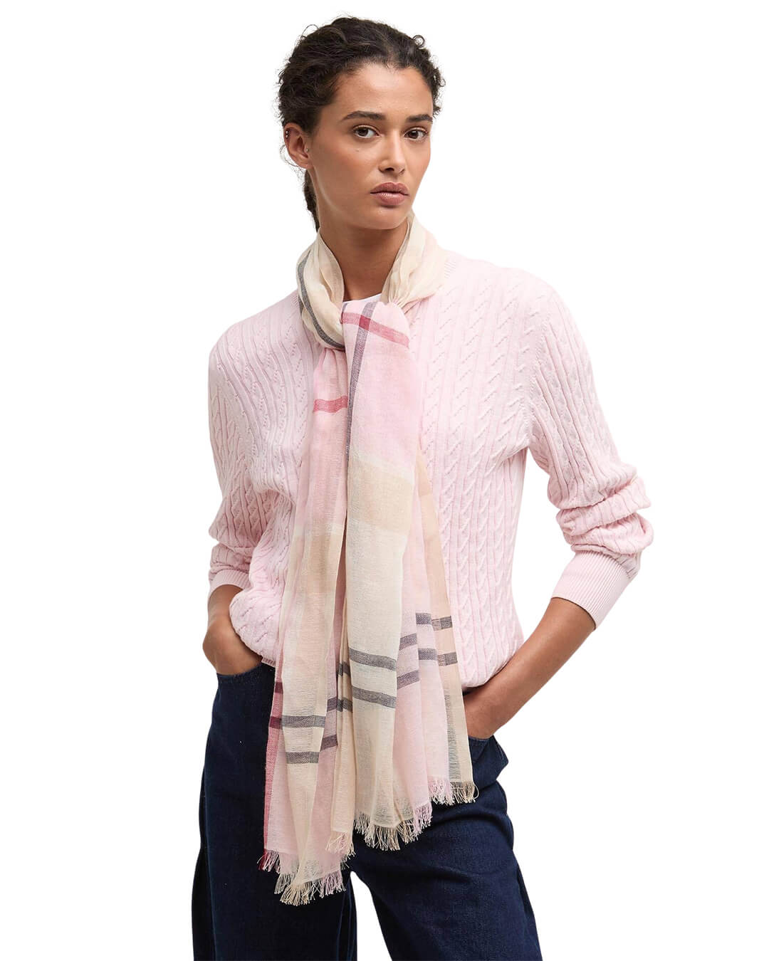 Barbour Scarves ONE Barbour Pink Abigail Tartan Scarf