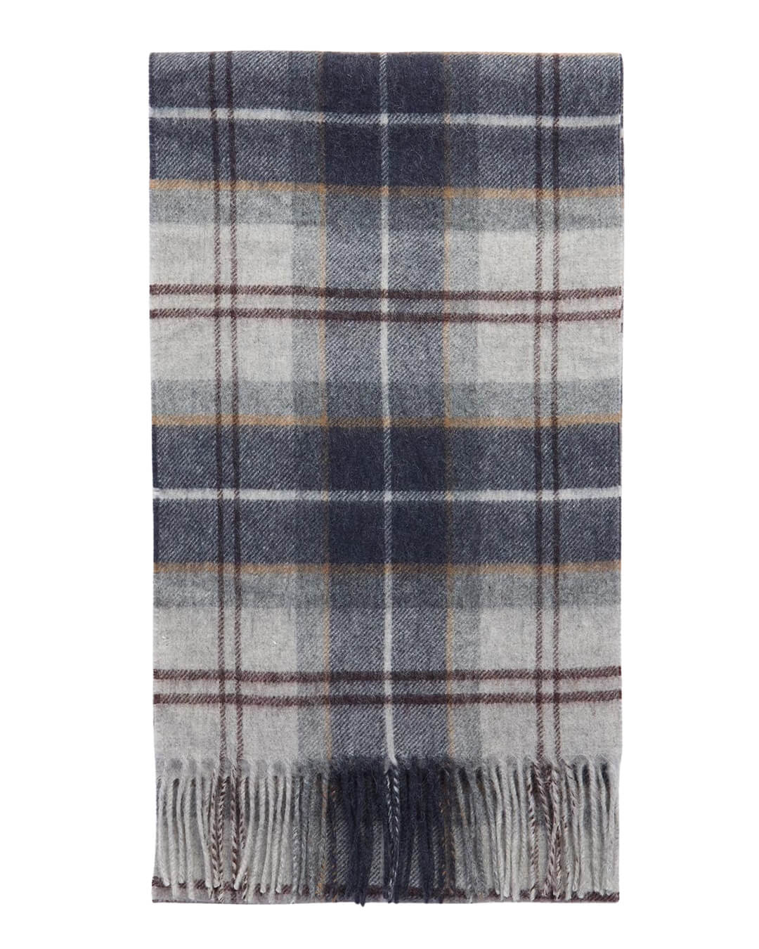 Barbour Scarves ONE Barbour WOOL CASHMERE TARTAN SCARF TN38 GREY MIDNIGHT TARTAN