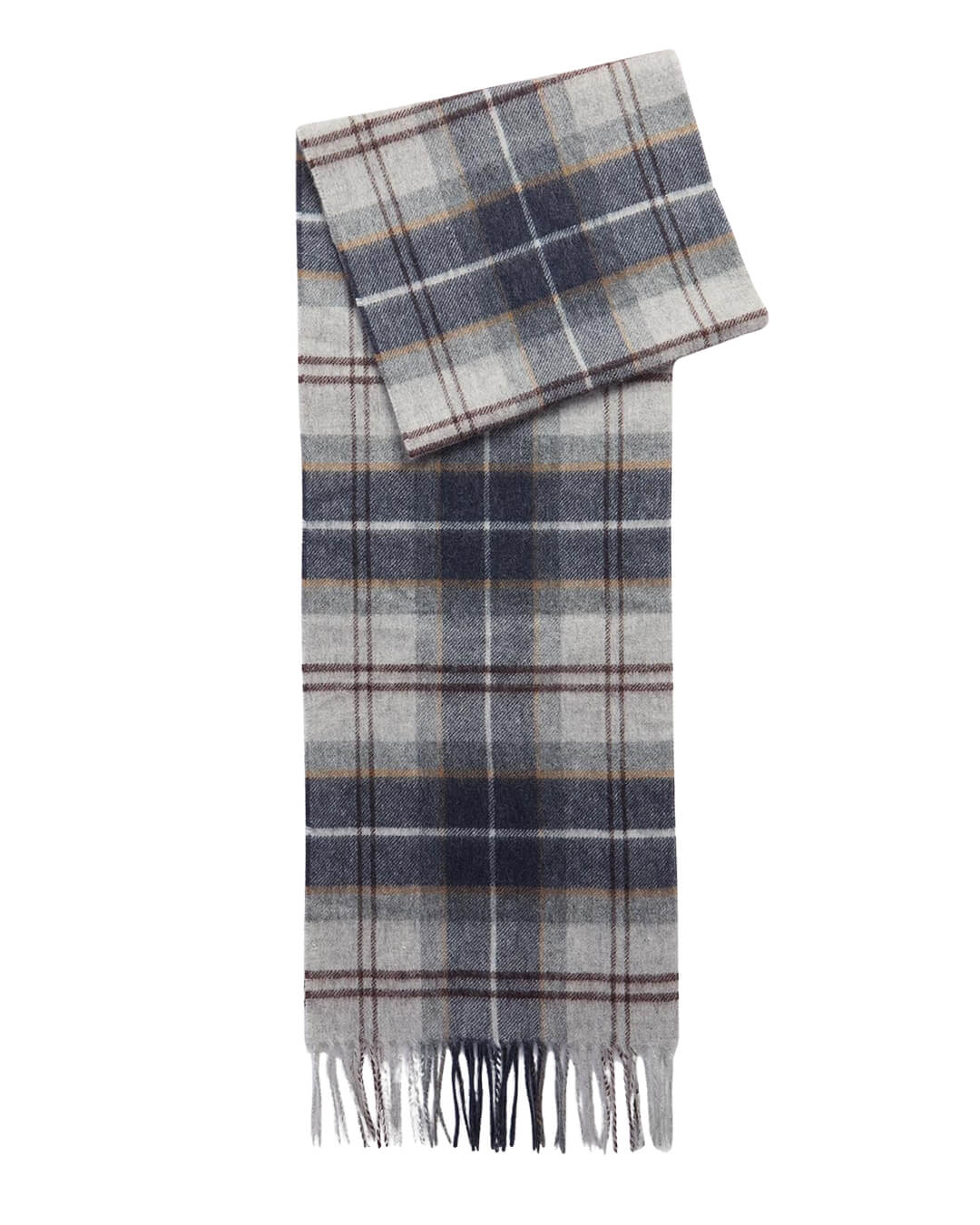 Barbour Scarves ONE Barbour WOOL CASHMERE TARTAN SCARF TN38 GREY MIDNIGHT TARTAN