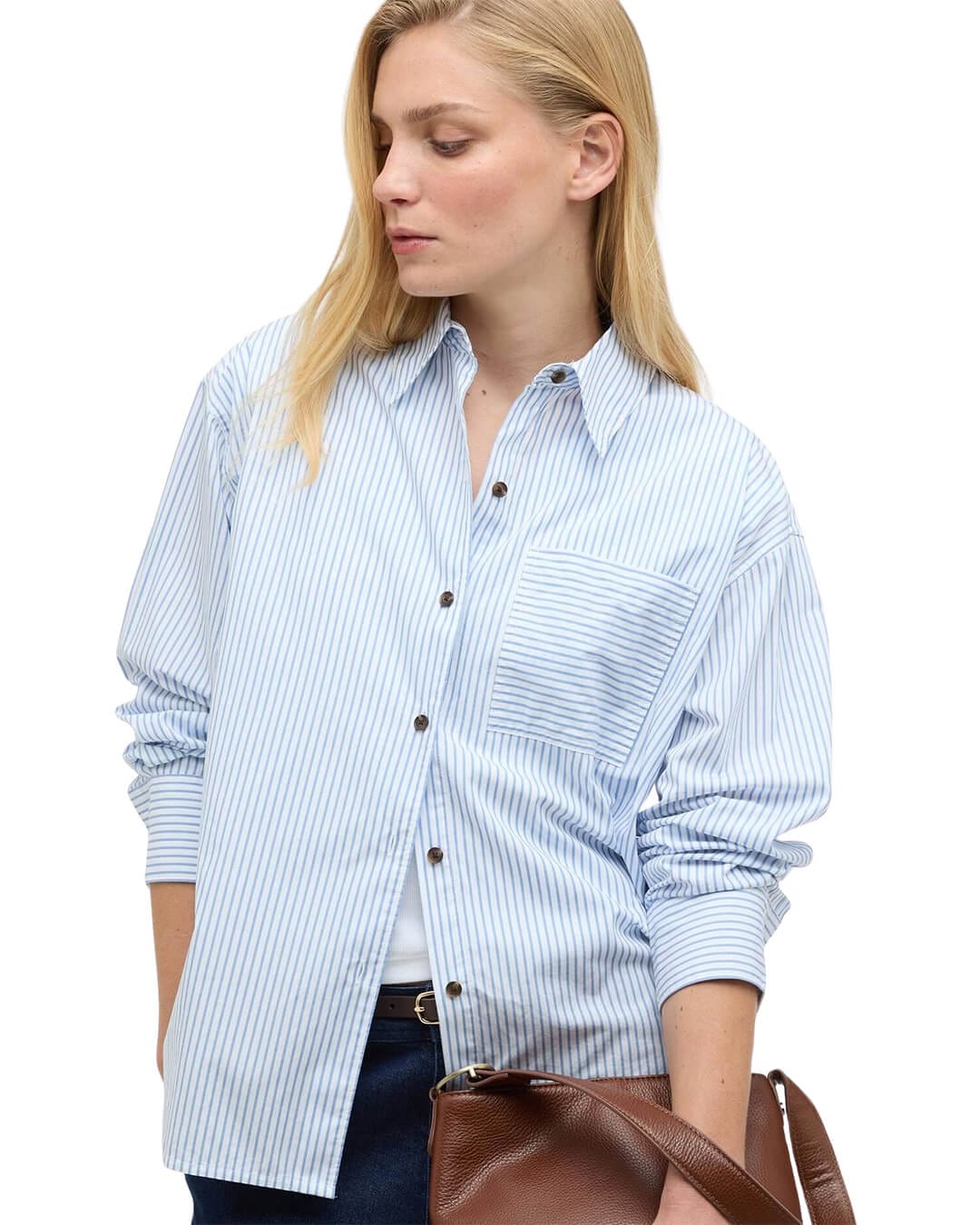 Barbour Shirts Barbour Blue Polly Striped Shirt Bl27 Chambray Stripe
