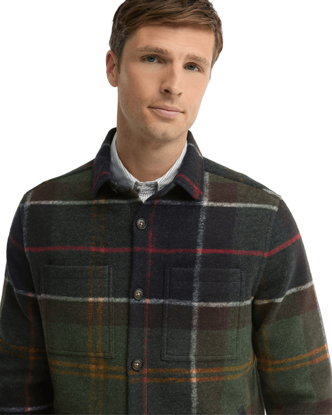 Barbour Shirts Barbour Green Woodlane Tailored Brushed Check Overshirt