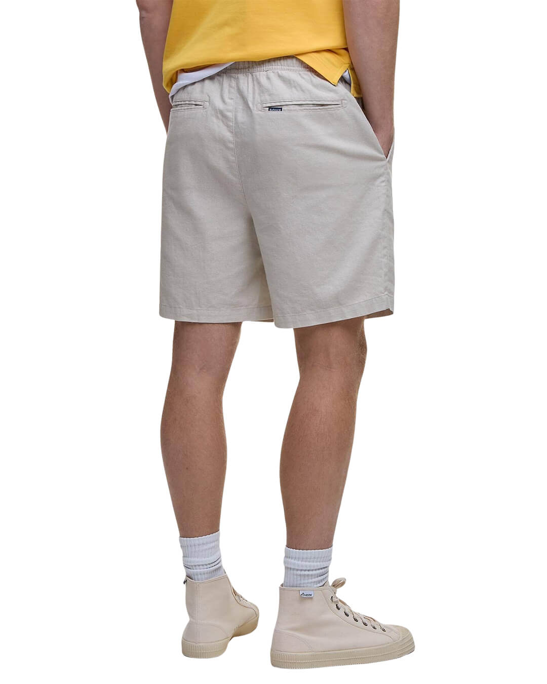 Barbour Shorts Barbour Grey Cotton Linen Relaxed Shorts