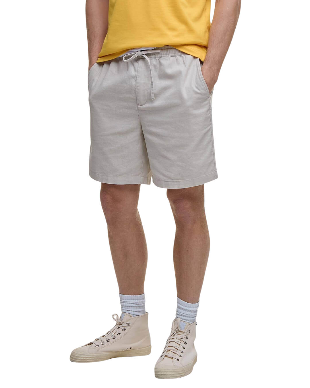 Barbour Shorts Barbour Grey Cotton Linen Relaxed Shorts