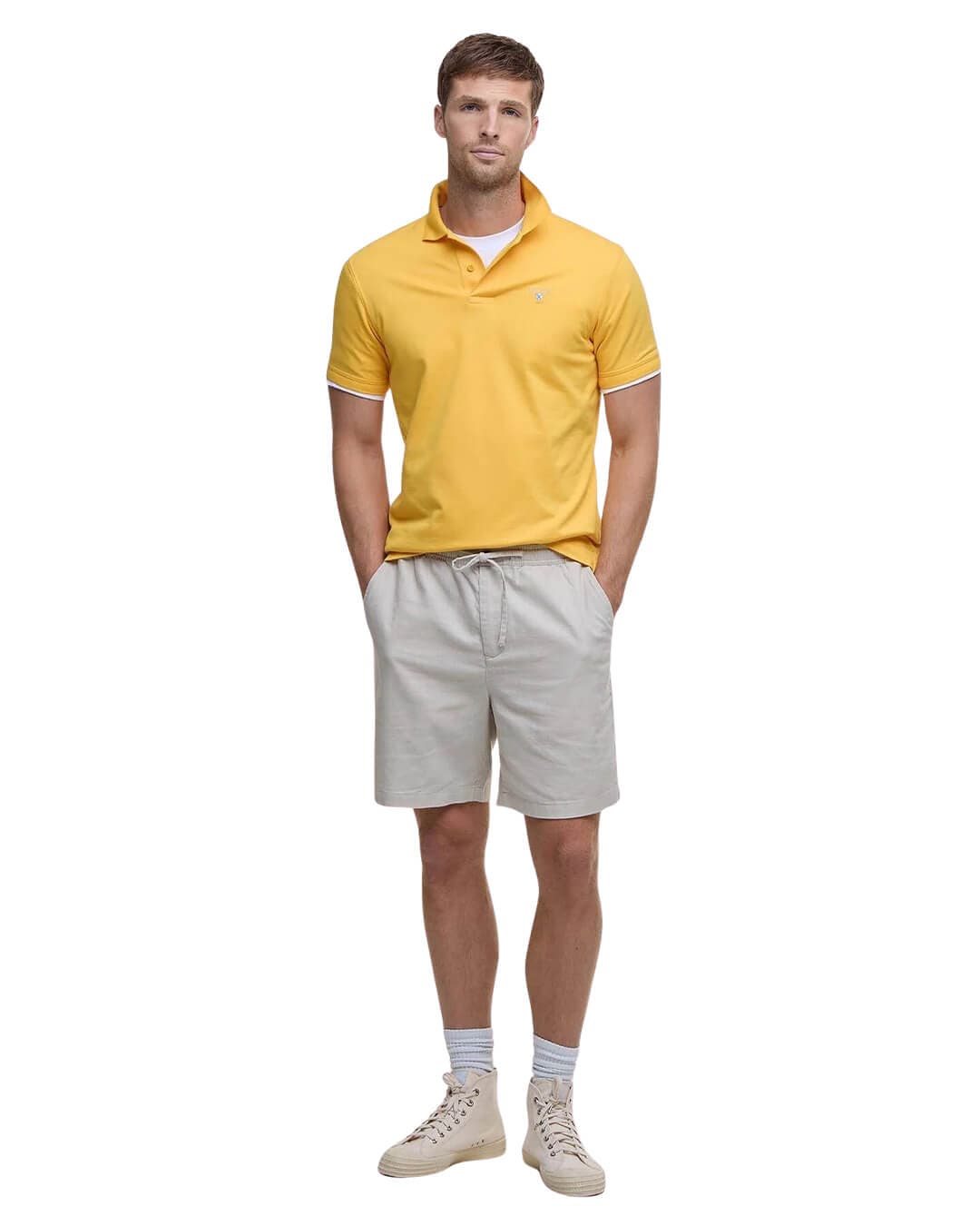 Barbour Shorts Barbour Grey Cotton Linen Relaxed Shorts