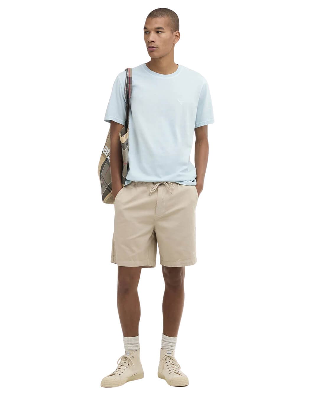 Barbour Shorts Barbour Grey Washed Oxford Relaxed Short Gy18 Mist