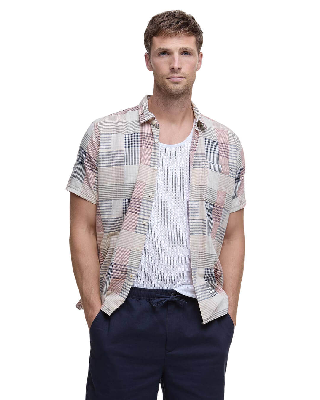 Barbour Shorts Barbour Navy Cotton Linen Relaxed Shorts