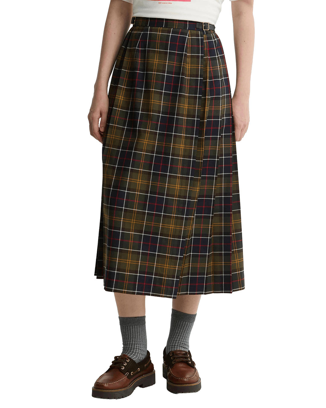 Barbour Skirts Barbour Green Tartan Irene Midi Skirt
