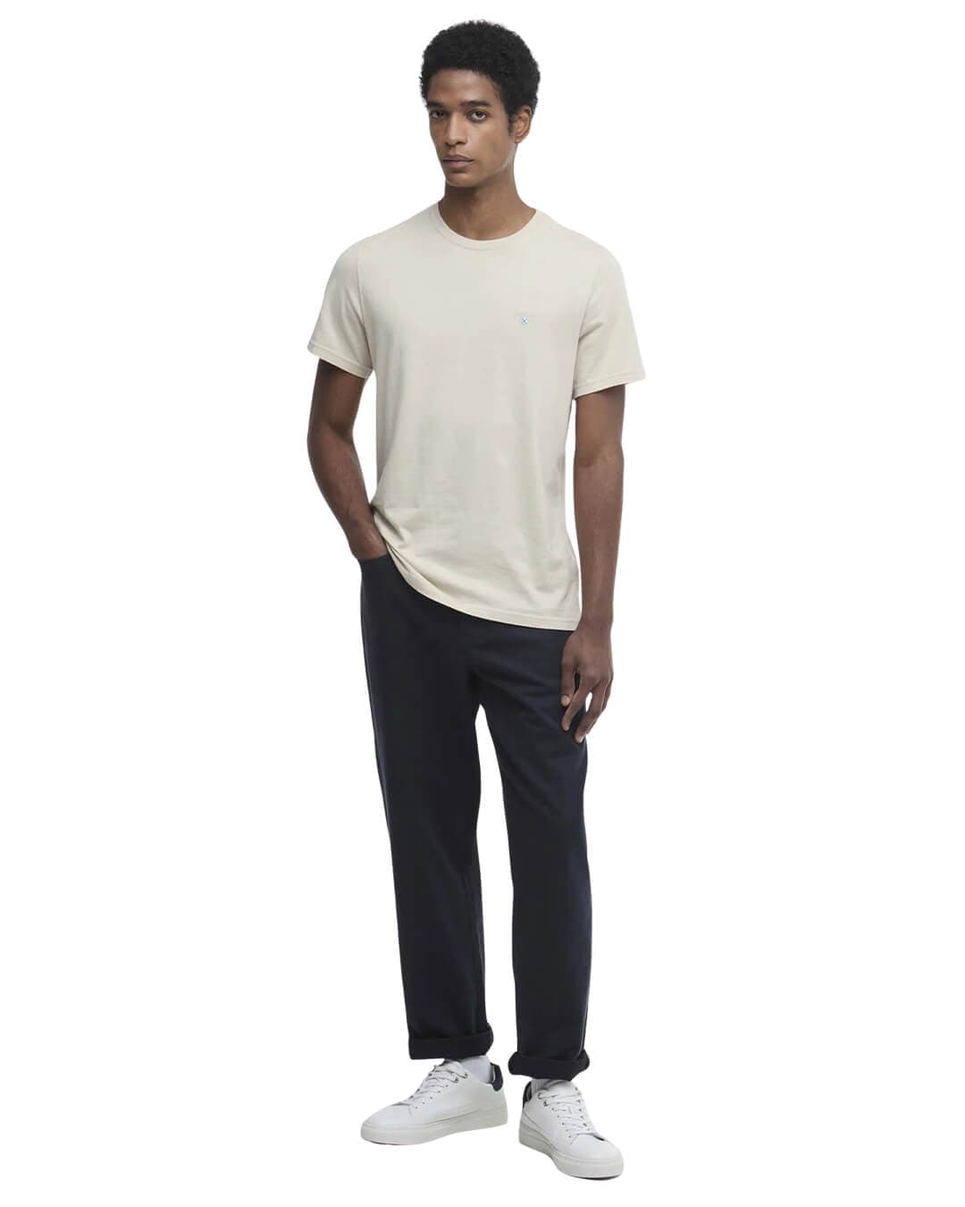 Barbour T-Shirts Barbour Grey Tartan Sports T-Shirt Be12 Mist
