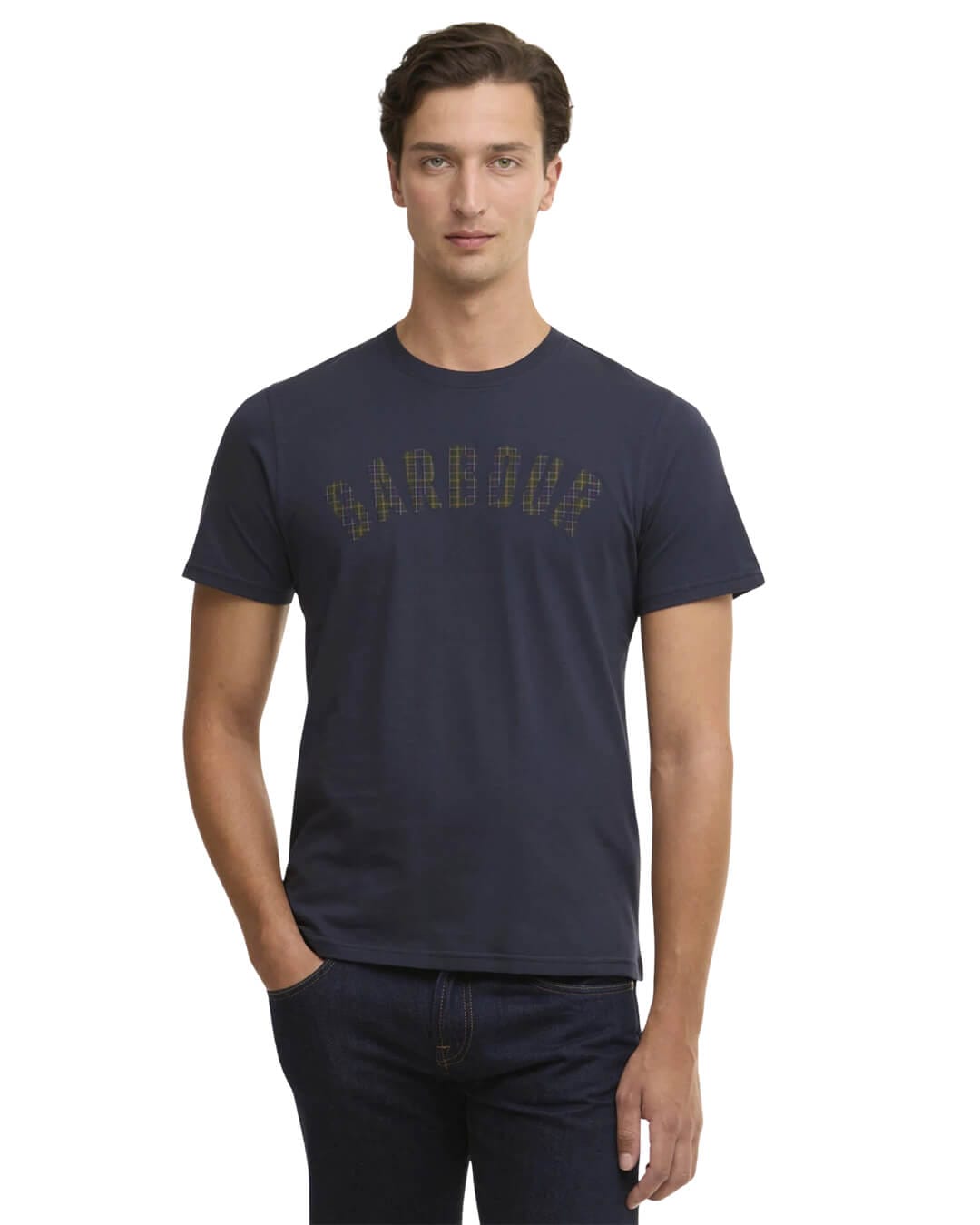 Barbour T-Shirts Barbour Navy Berwick Tartan T-Shirt Ny91 Navy