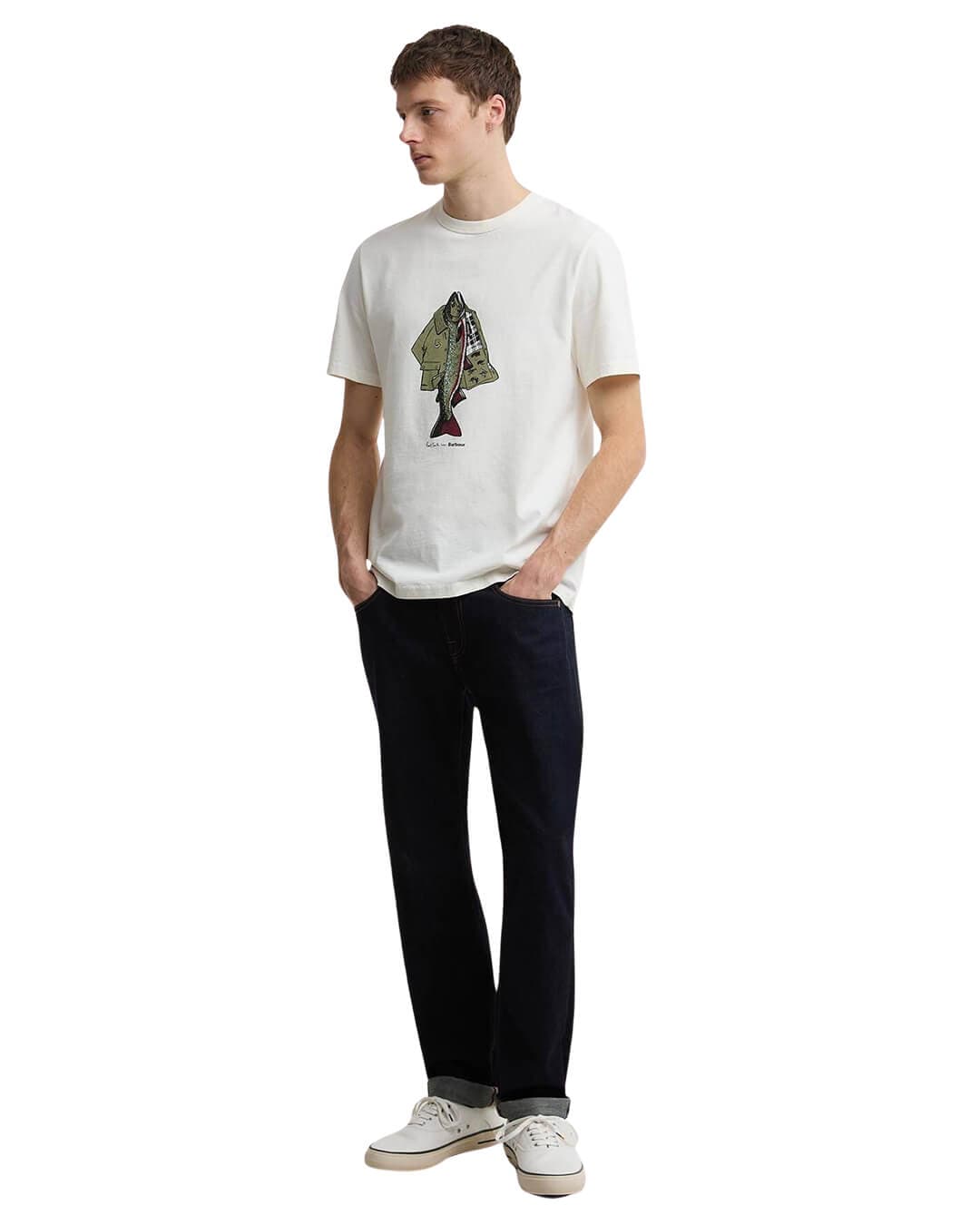Barbour T-Shirts Barbour White Ba X Paul Smith Fishing J Wh32 Whisper White
