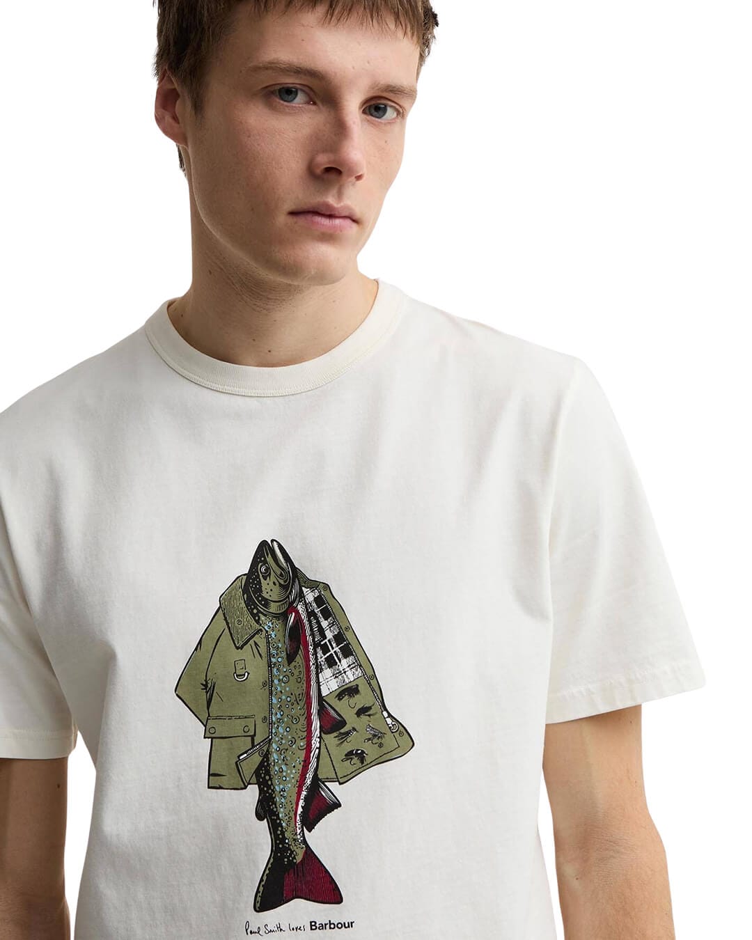 Barbour T-Shirts Barbour White Ba X Paul Smith Fishing J Wh32 Whisper White