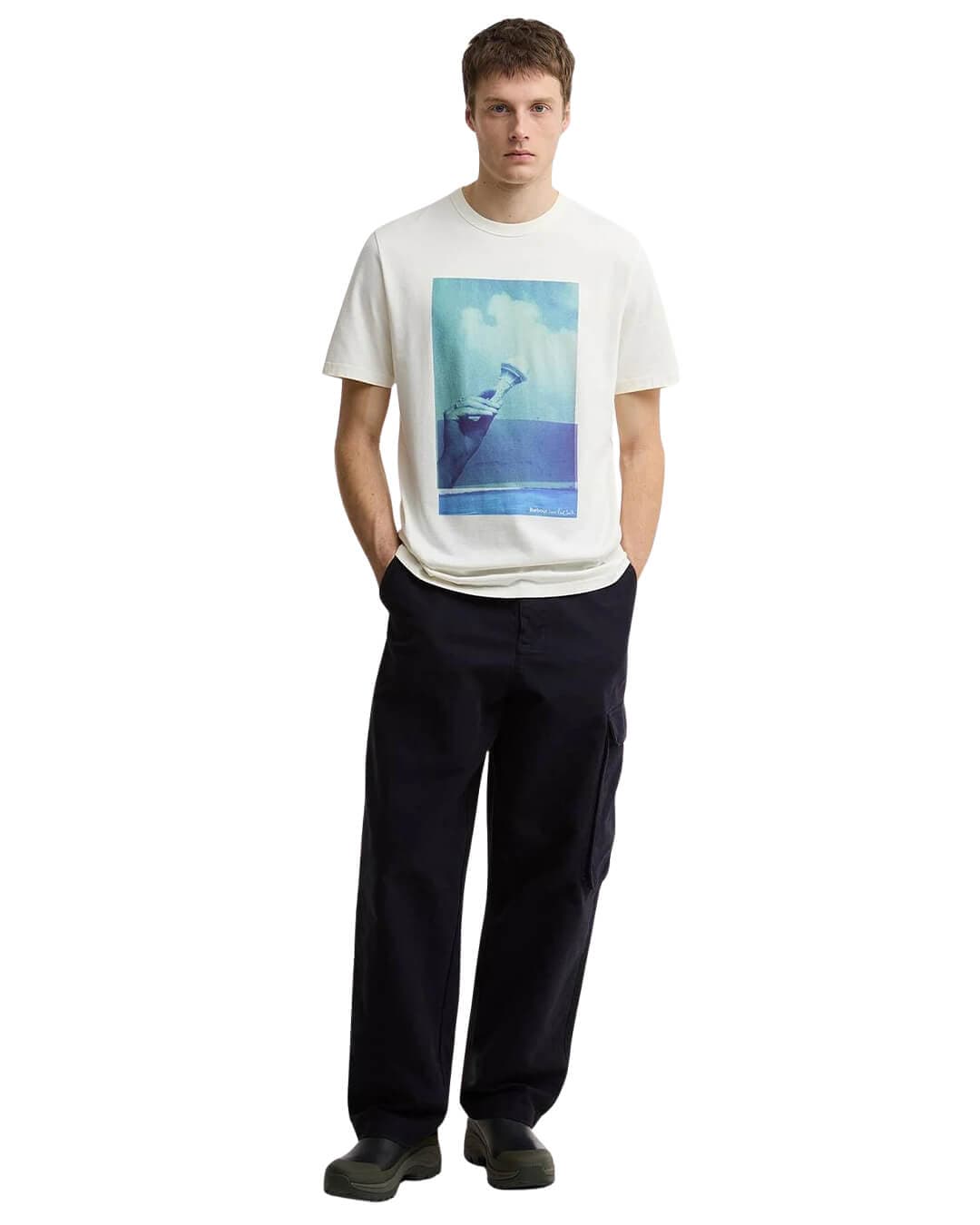 Barbour T-Shirts Barbour White Ba X Paul Smith Scoop T-S Wh32 Whisper White