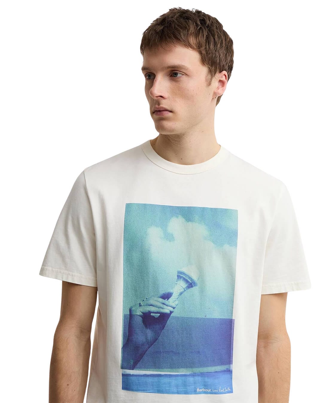 Barbour T-Shirts Barbour White Ba X Paul Smith Scoop T-S Wh32 Whisper White