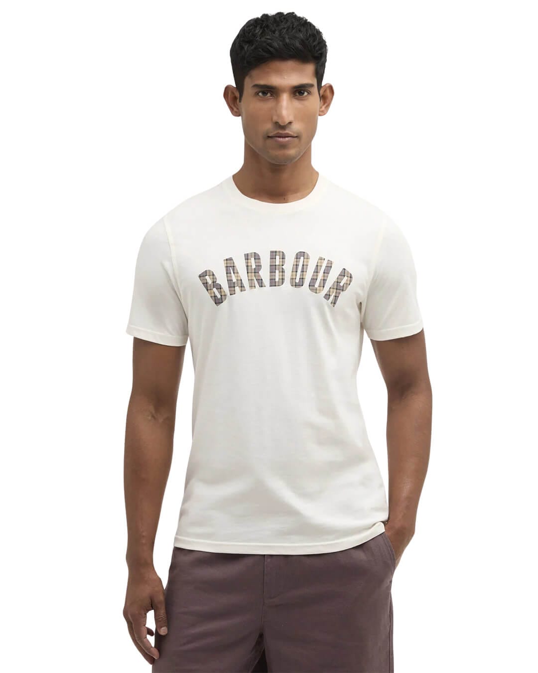 Barbour T-Shirts Barbour White Berwick Tartan T-Shirt Wh32 Whisper White
