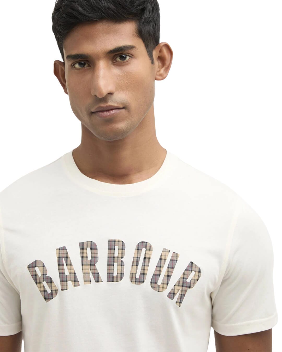 Barbour T-Shirts Barbour White Berwick Tartan T-Shirt Wh32 Whisper White