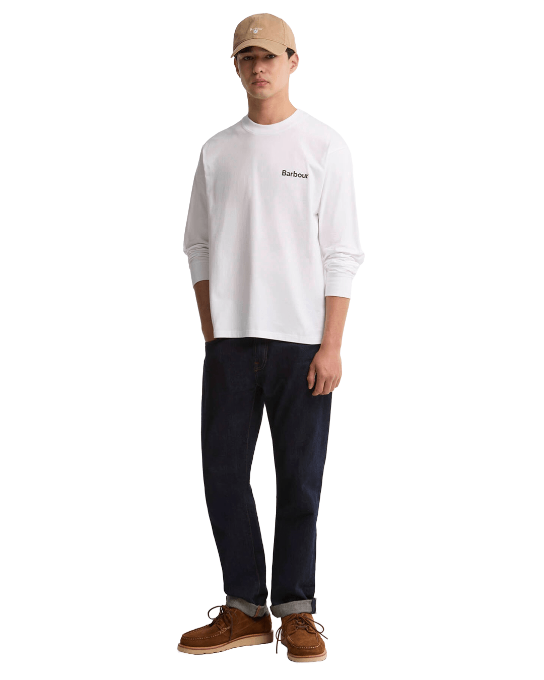 Barbour T-Shirts Barbour White Bowery Oversized Graphic Long Sleeve T-Shirt
