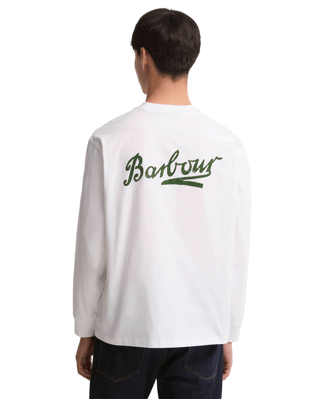 Barbour T-Shirts Barbour White Bowery Oversized Graphic Long Sleeve T-Shirt