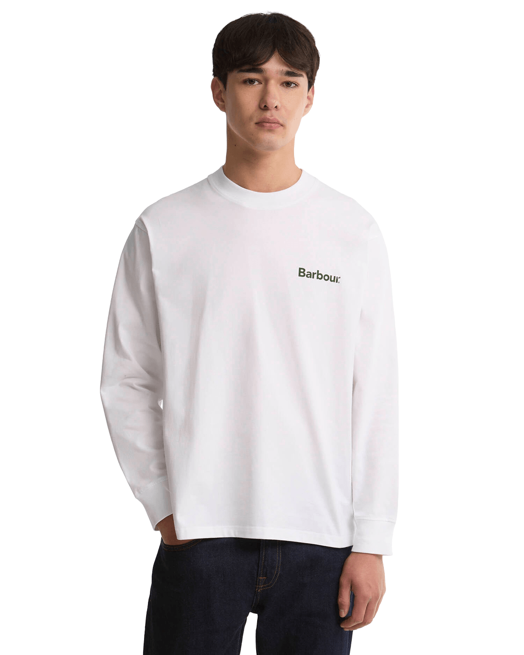 Barbour T-Shirts Barbour White Bowery Oversized Graphic Long Sleeve T-Shirt