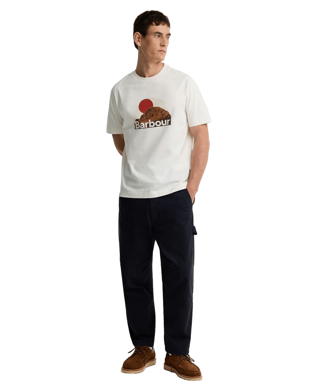 Barbour T-Shirts Barbour White Wadsworth Relaxed Fit Graphic T-Shirt