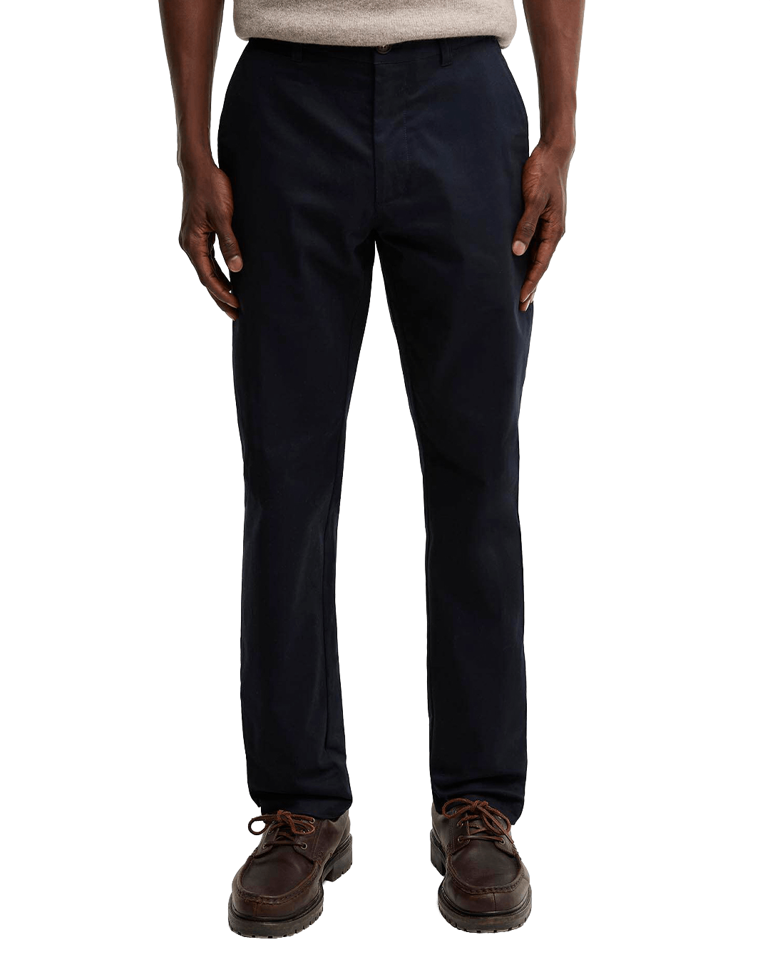 Barbour Trousers Barbour Dark Navy Sueded Sateen Tailored Fit Trousers