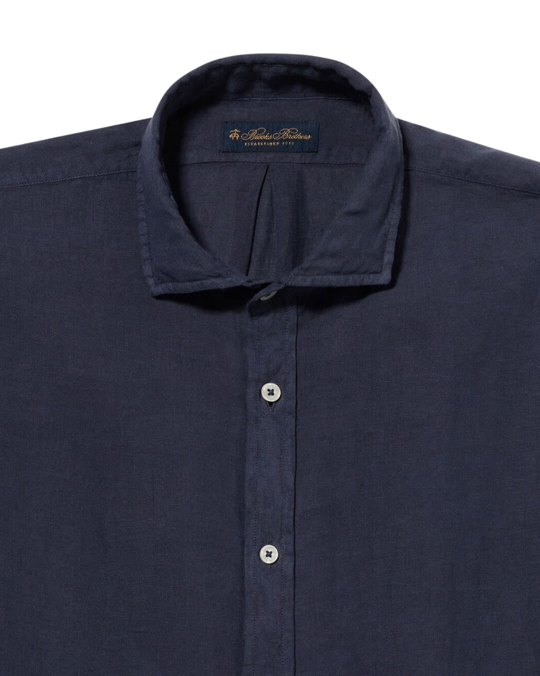 Brooks Brothers Shirts Brooks Brothers Navy Spread Collar Shirt Plain Linen
