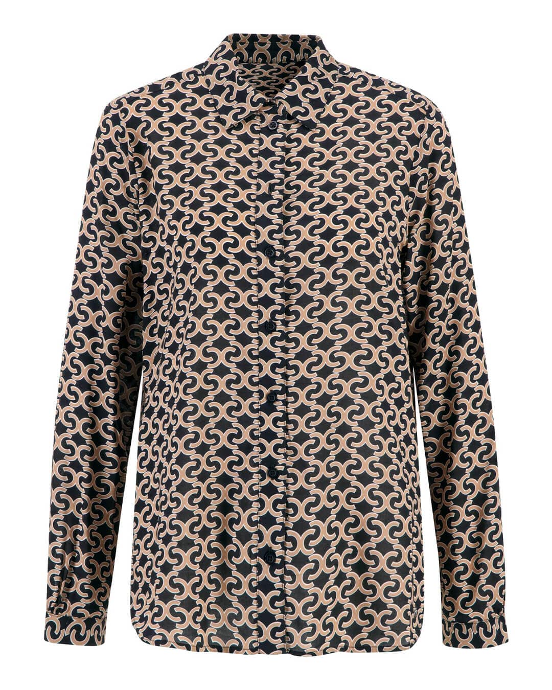 Fynch-Hatton Blouses Fynch-Hatton Black Long Sleeved Printed Blouse