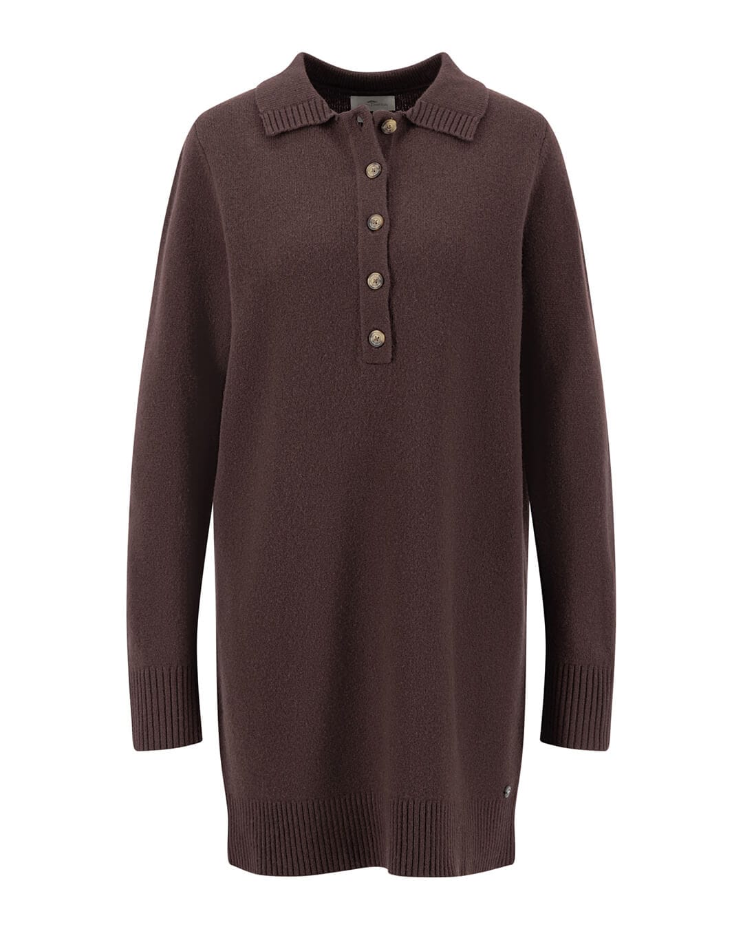 Fynch-Hatton Dresses Fynch-Hatton Espresso Brown Merino Wool Polo Dress