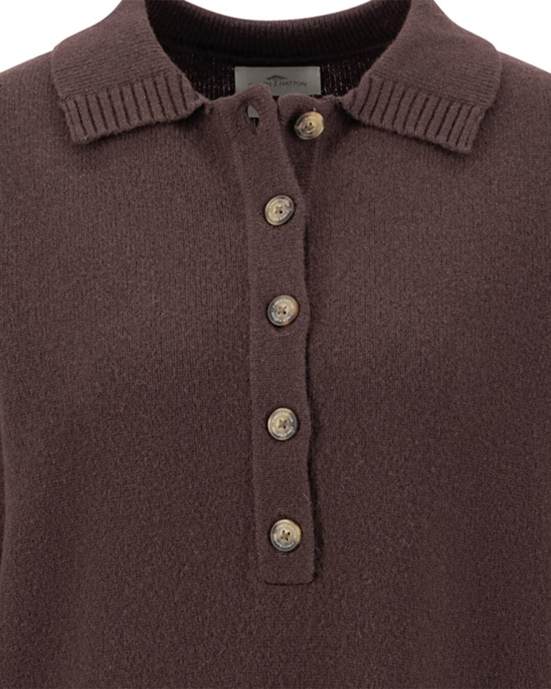 Fynch-Hatton Dresses Fynch-Hatton Espresso Brown Merino Wool Polo Dress