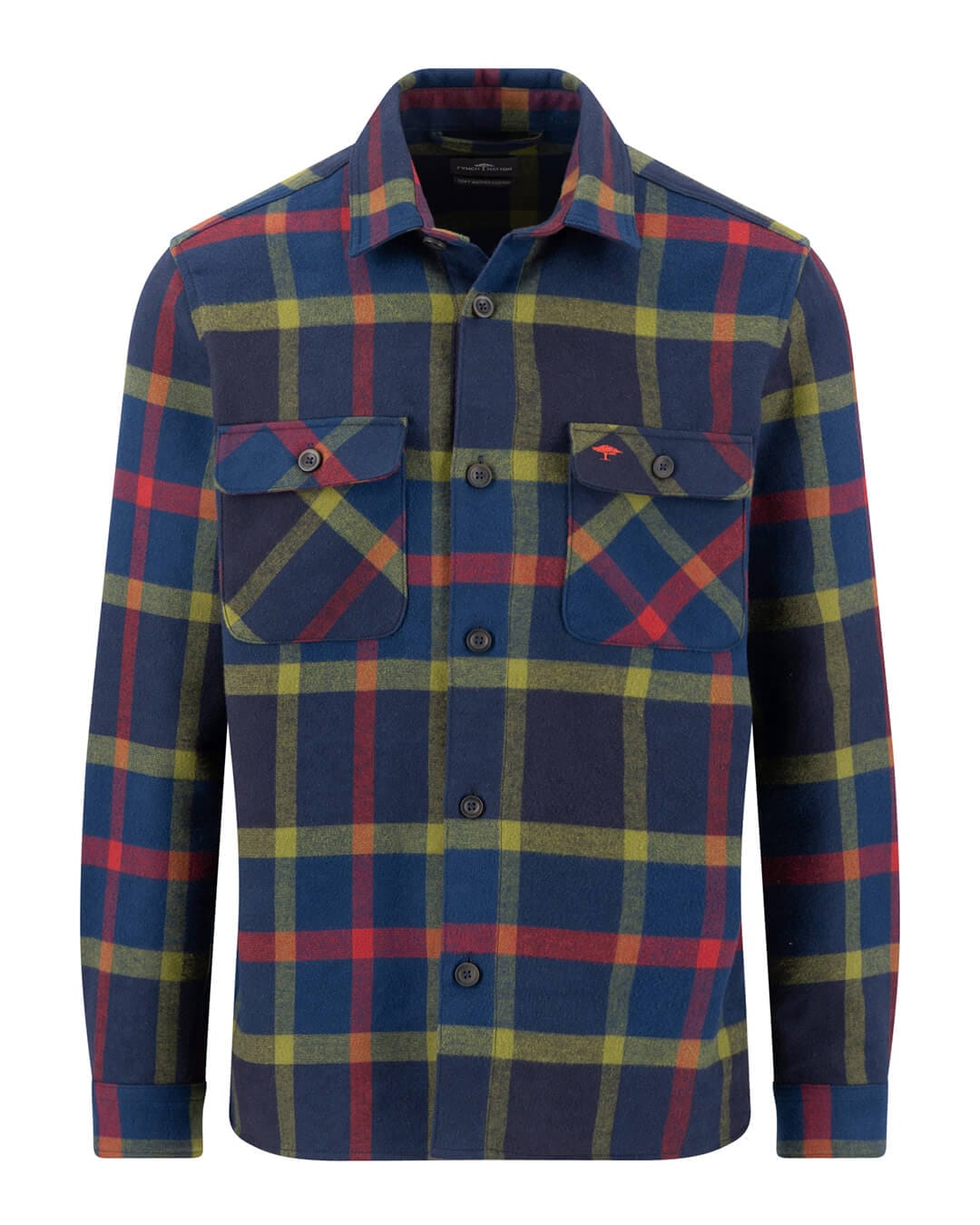 Fynch-Hatton Jackets Fynch-Hatton Navy Fynch-Hatton Flannel Check Overshirt Navy F685