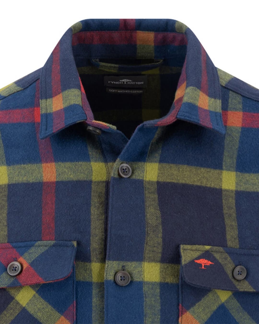 Fynch-Hatton Jackets Fynch-Hatton Navy Fynch-Hatton Flannel Check Overshirt Navy F685