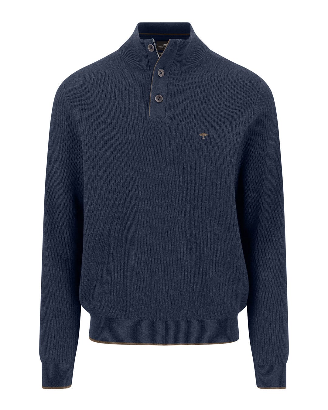 Fynch-Hatton Jumpers Fynch-Hatton Blue Fynch-Hatton Troyer Button Structure Ink Blue F661