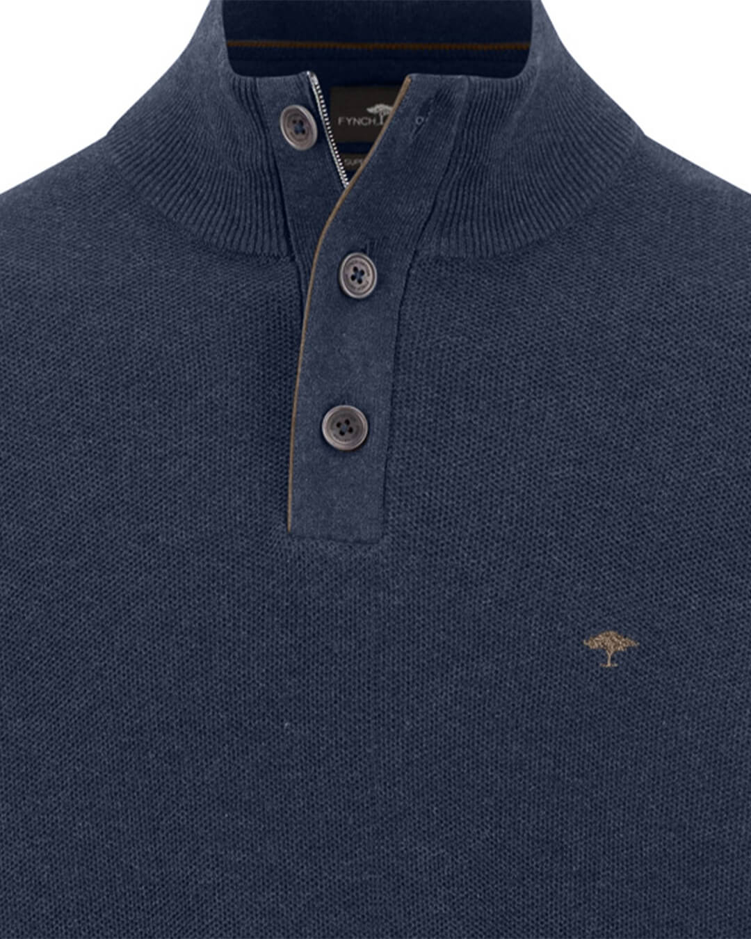 Fynch-Hatton Jumpers Fynch-Hatton Blue Fynch-Hatton Troyer Button Structure Ink Blue F661