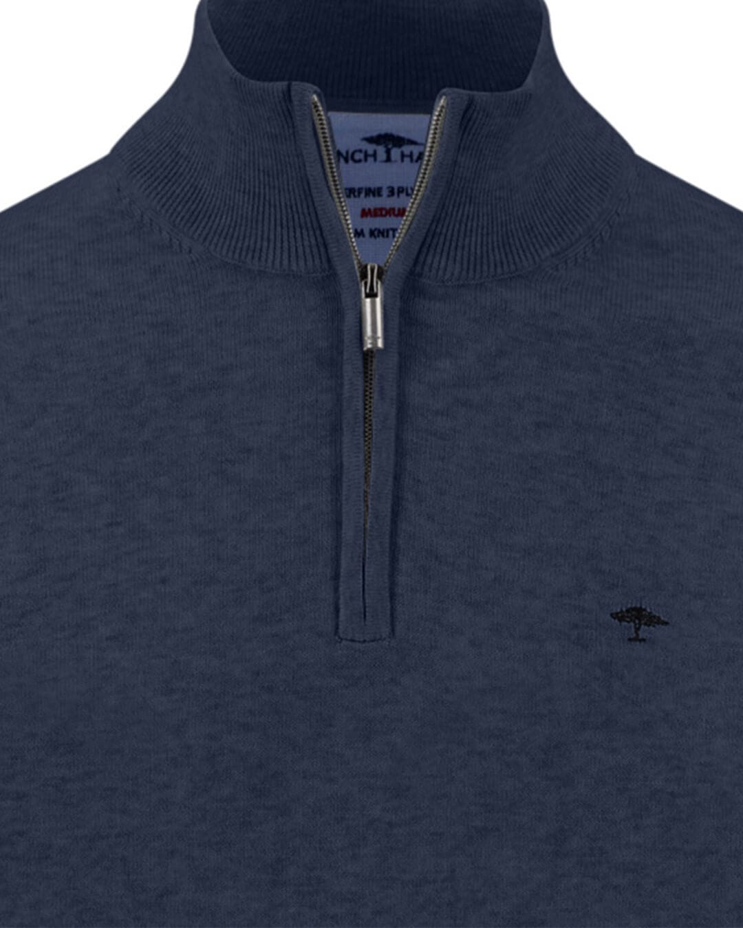 Fynch-Hatton Jumpers Fynch-Hatton Blue Fynch-Hatton Troyer Zip Superfine Ink Blue F661