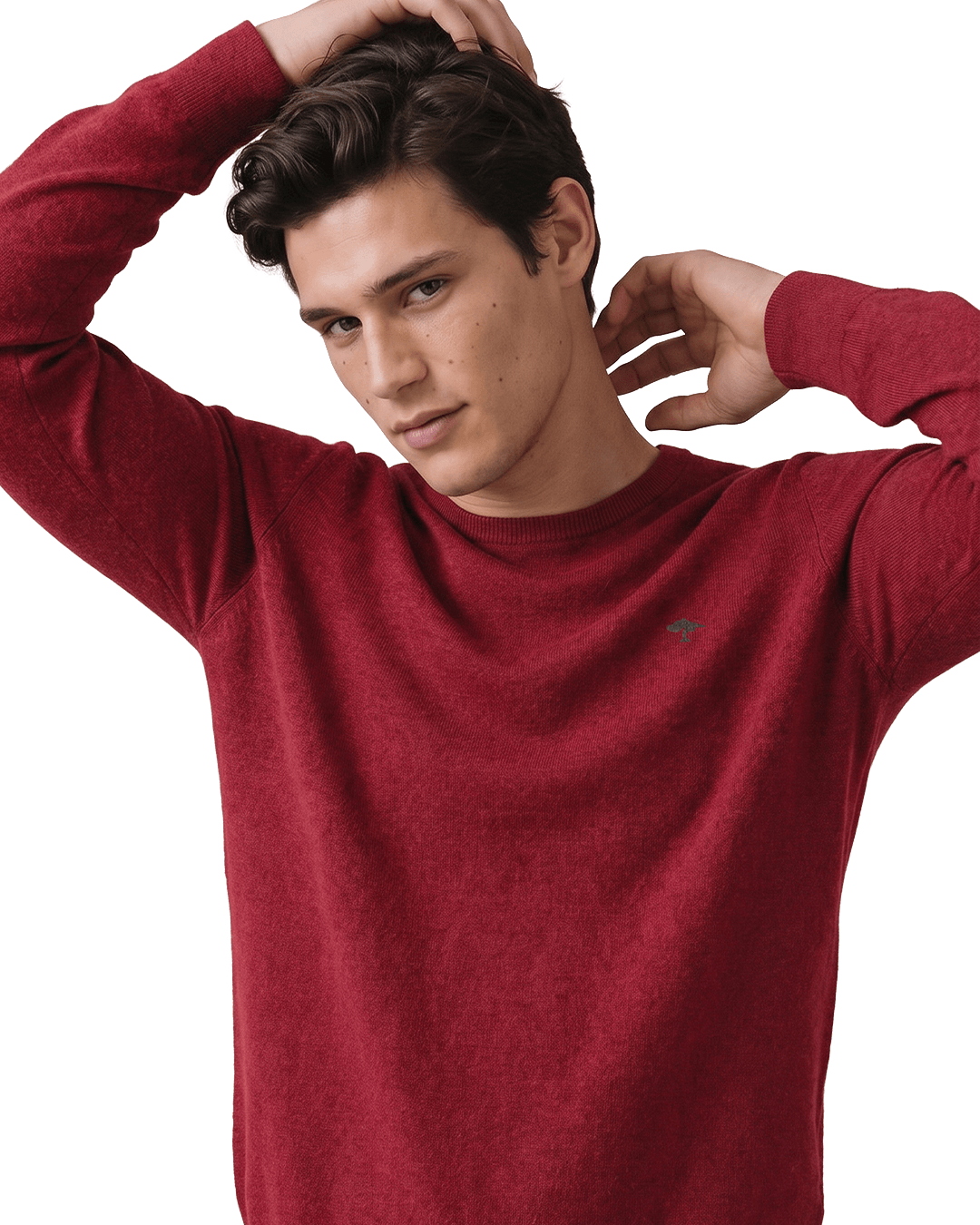 Fynch-Hatton Jumpers Fynch-Hatton Brick Red Merino Cashmere Crew Neck Jumper