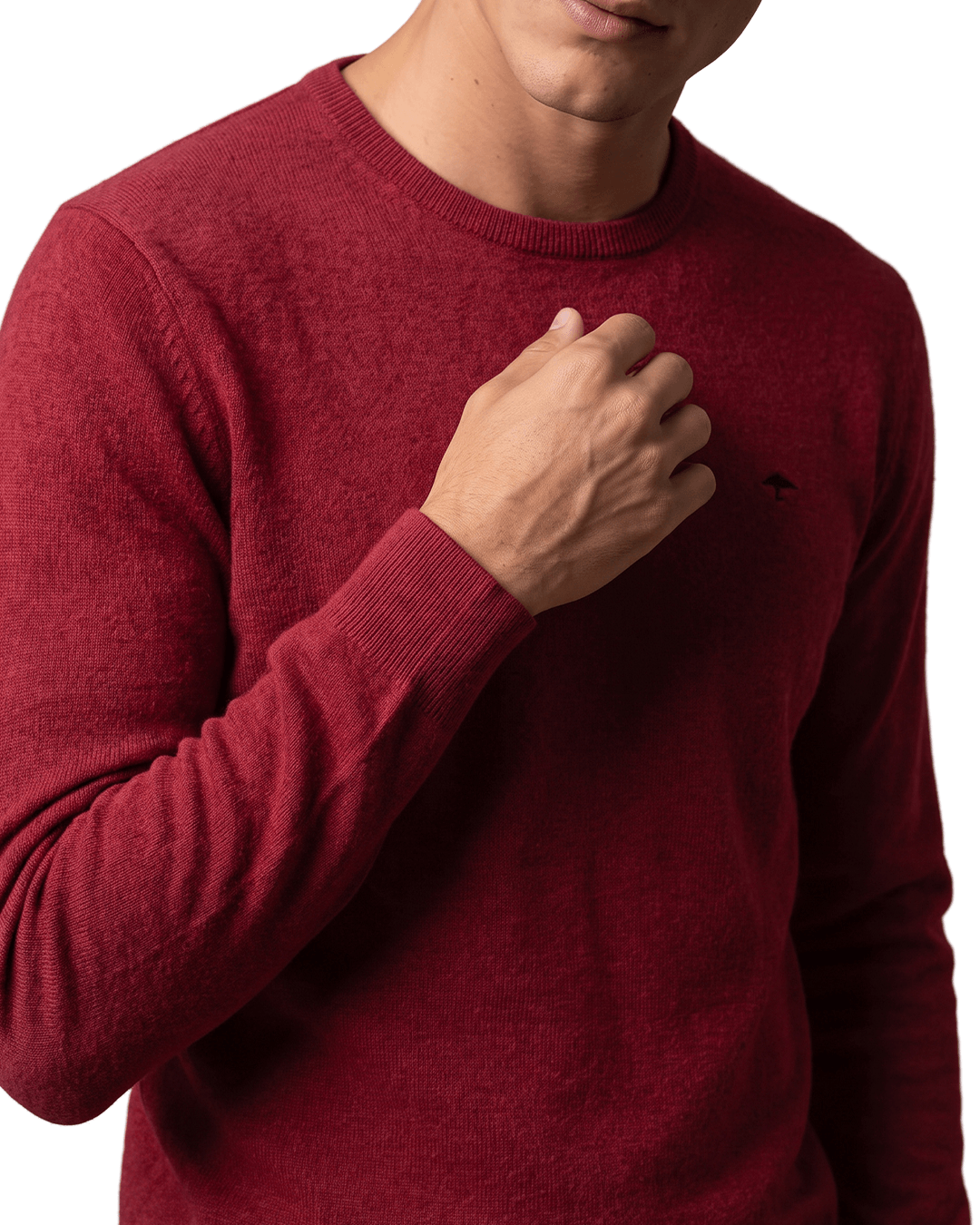 Fynch-Hatton Jumpers Fynch-Hatton Brick Red Merino Cashmere Crew Neck Jumper