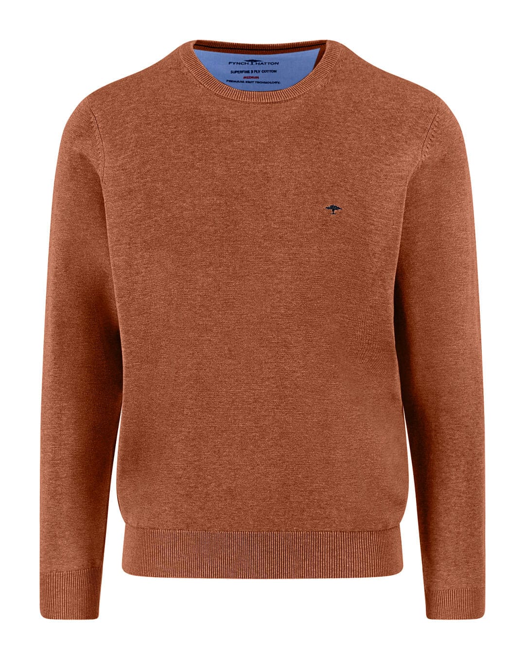 Fynch-Hatton Jumpers Fynch-Hatton Brown O-Neck Superfine Sweater