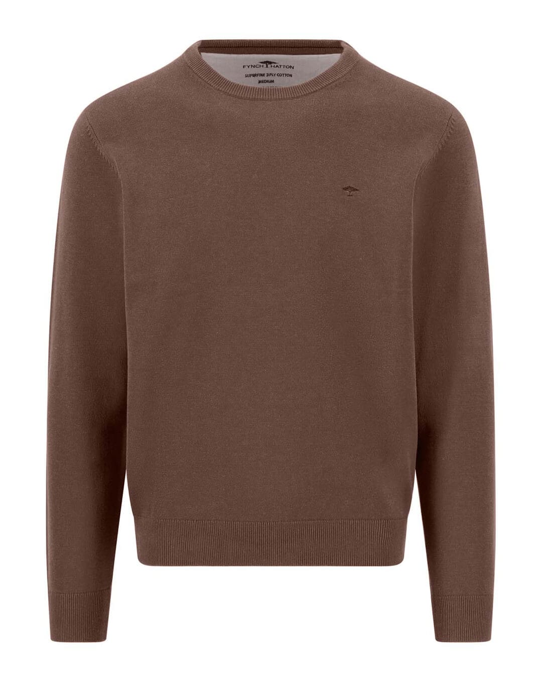 Fynch-Hatton Jumpers Fynch-Hatton Chocolate Brown Superfine Crew Neck Jumper