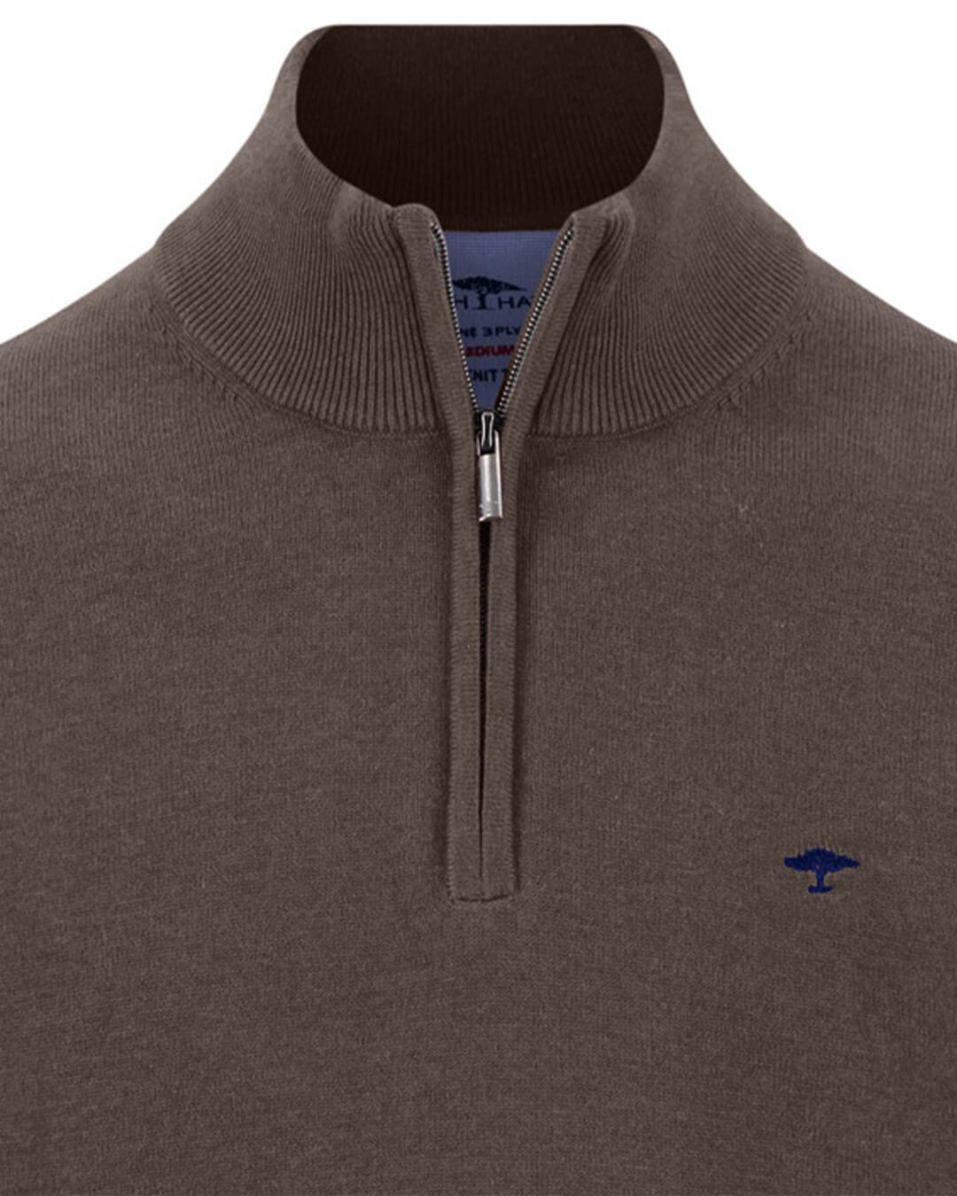Fynch-Hatton Jumpers Fynch-Hatton Chocolate Brown Superfine Half-Zip Jumper