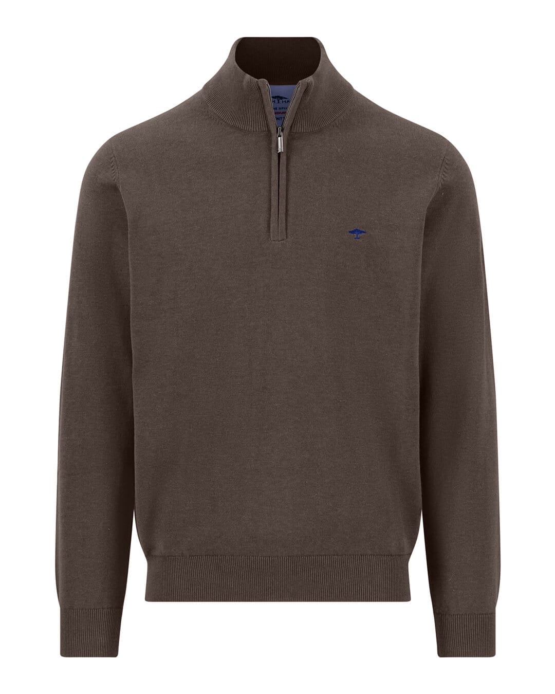 Fynch-Hatton Jumpers Fynch-Hatton Chocolate Brown Superfine Half-Zip Jumper