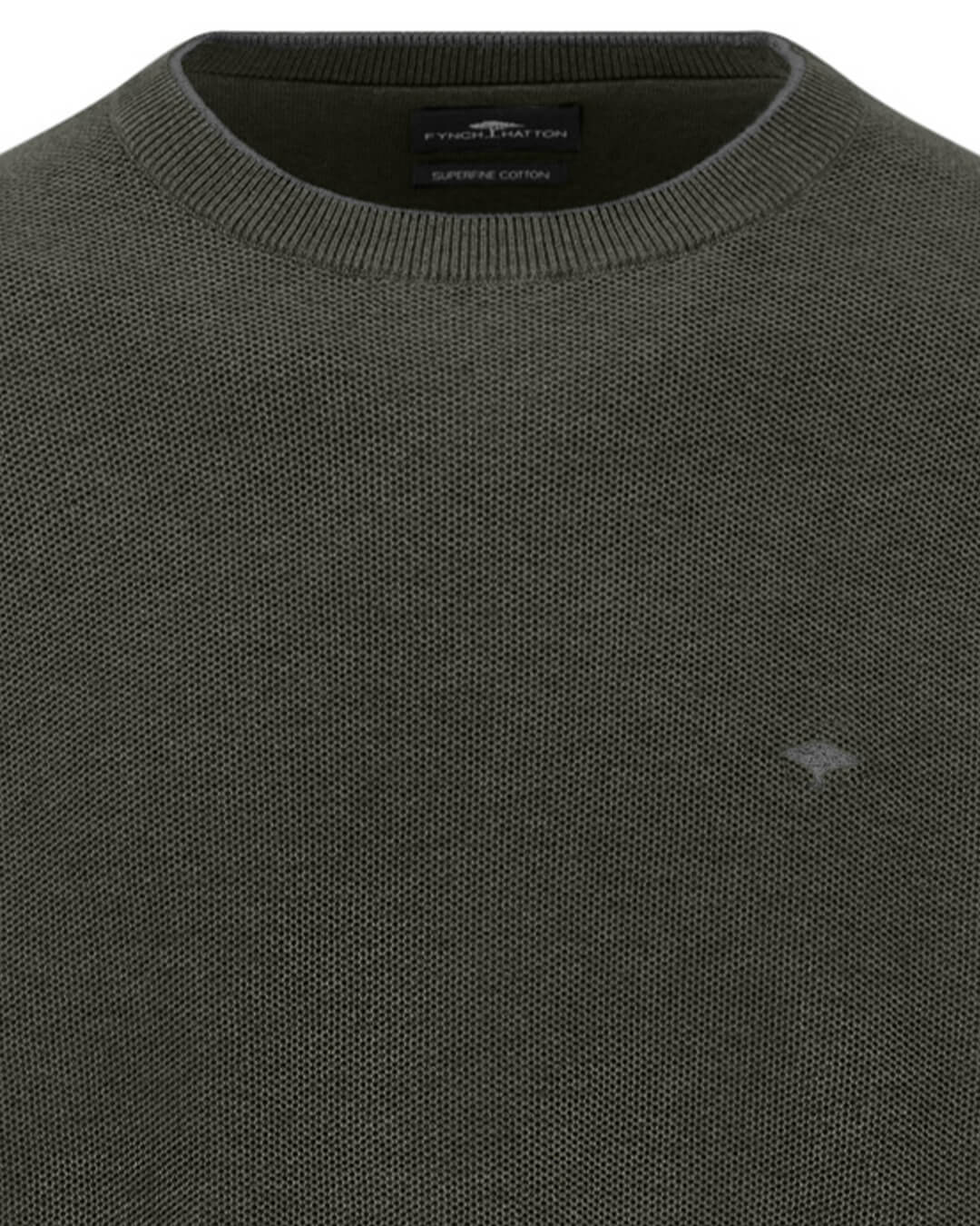 Fynch-Hatton Jumpers Fynch-Hatton Dark Green Structure Crew Neck Jumper