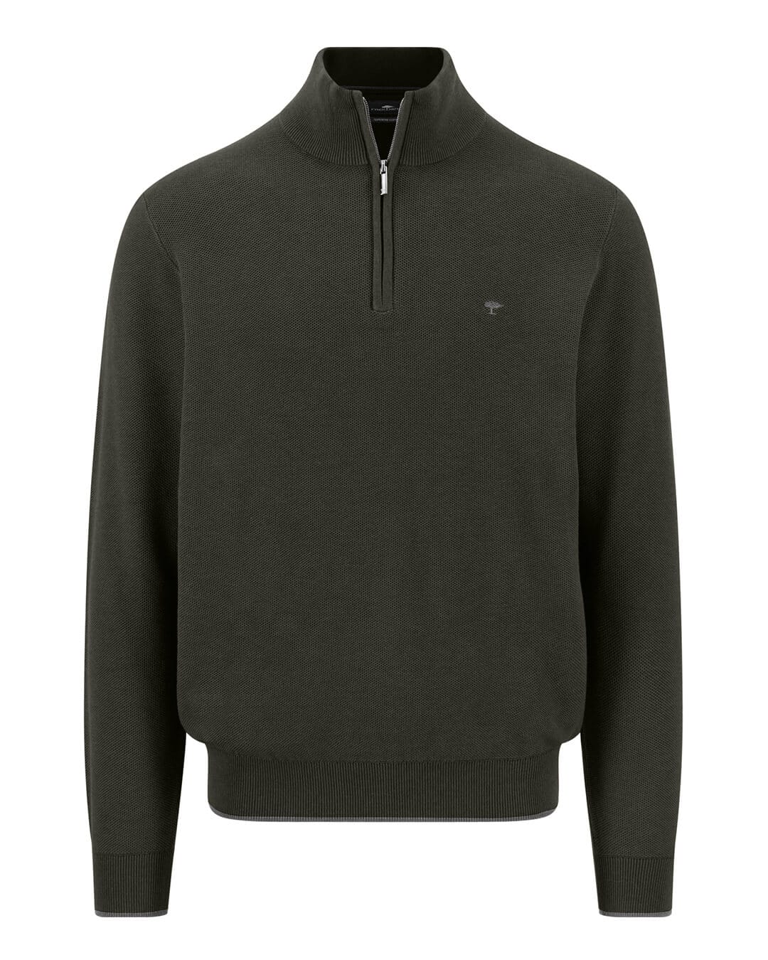 Fynch-Hatton Jumpers Fynch-Hatton Dark Green Structure Half-Zip Jumper