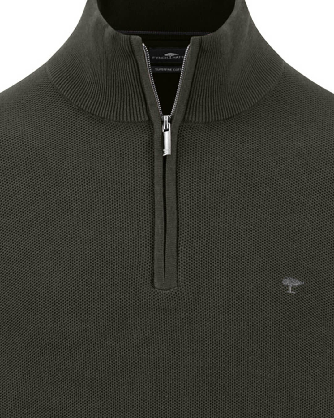Fynch-Hatton Jumpers Fynch-Hatton Dark Green Structure Half-Zip Jumper